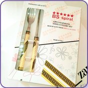 تصویر ست کارد و چنگال میوه خوری طرح طلایی 