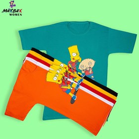 تصویر تیشرت لانگ دخترانه SIMPSONS کد 8910 SIMPSONS long t-shirt for girls, code 8910