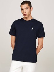 تصویر تی‌شرت مردانه با گلدوزی مونوگرام Th - یقه گرد، 100% پنبه، آبی برند Tommy Hilfiger Men's Th Monogram Embroidery Featuring a Crew Neck T-Shirt - Pure cotton, Blue