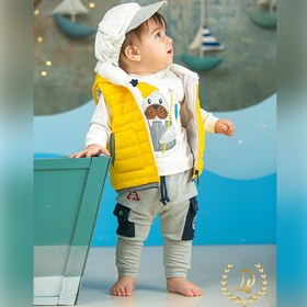 تصویر پافر کلاهدار نوزادی طرح میلو زرد دانالو Danaloo Milo Danaloo Yellow Milo Baby Puffer