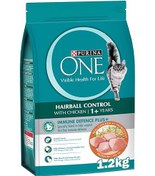 تصویر غذای خشک گربه پورینا وان هیربال - PURINA ONE برای کنترل گلوله مویی با طعم مرغ، ۱.۲ کیلوگرم 
