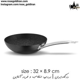 تصویر تابه تک دسته وک سایز 32 نچسب کرکماز مدل پرولاین نرو Korkmaz Nero 32x8.9 cm Wok