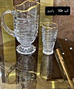 تصویر پارچ و لیوان بامبو جدید لب طلا 