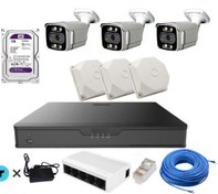 تصویر پک 3 عددی دوربین تحت شبکه 5مگاپیکسل میکروفن دار پلاکخوان ip cctv camera