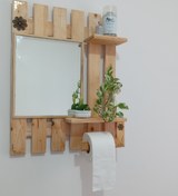 تصویر آینه روشویی تمام چوب 