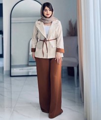 تصویر کت و شلوار زنانه مدل الهه فوق العاده شیک رنگ سرمه ای 