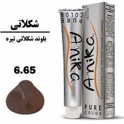 تصویر رنگ موی آنیکا سری قهوه ای شماره 6.65 رنگ بلوند شکلاتی تیره حجم 100میلی لیتر ANIKA HAIR COLOR DARK CHOCILATE BLONDE NUM6.65