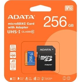 تصویر کارت حافظه microSDXC ای دیتا مدل Premier V10 A1 ظرفیت 256 گیگابایت 