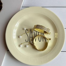 تصویر گیره مو گوجه ای تمام نگین 