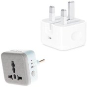 تصویر شارژر دیواری اپل (Apple) توان 20 وات به همراه مبدل تایمردار هادرون 