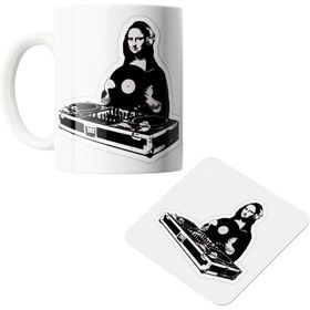 تصویر ماگ سرامیکی طرح مونالیزا به همراه زیر لیوانی کد1112 