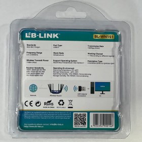 تصویر کارت شبکه USB ال بی لینک مدل LB-LINK BL-WN151 150Mbps LBLINK 150Mbps Nano Wireless N USB Adapter BL-WN151 New Chip