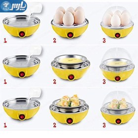 تصویر تخم مرغ پز برقی ظرفیت ۰.۱ لیتر با بدنه پلاستیکی و کاسه فلزی 