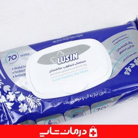 تصویر دستمال مرطوب لوسین سالمندان درب دار 70 برگی ، مدل Antibacterial 