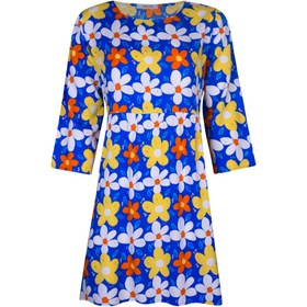 تصویر پیراهن یقه گرد زنانه مدل کژال کد 9602 - 40-44 / گل درشت 