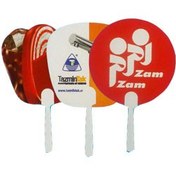 تصویر بادبزن تبلیغاتی لوگوکات مقوایی 