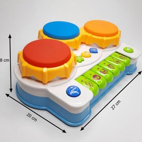 تصویر پیانو و درام موزیکال و چراغ دار با صدای حیوانات مدل 3 طبل کد 6603 
