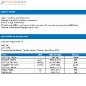 تصویر روغن موتور سیکلت پروتک 10W-60 SN 