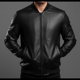 تصویر کاپشن چرم ساده 