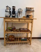 تصویر کافی بار چوبی مینیمال روسین مدل فرح_ضدآب 2 کشو - ۹۰ سانتی 