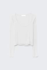 تصویر خرید اینترنتی تیشرت آستین بلند زنانه سفید برند stradivarius 08013130 ا Uzun Kollu, Fitilli T-shirt Uzun Kollu, Fitilli T-shirt