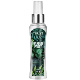 تصویر بادی میست مردانه تراست مدل Garden Party با حجم 100 میل ویژگی‌ها : اسانس: مشابه عطر Eros Versace گروه بویایی: وانیل، آروماتیک، سبز، تند تازه نت اولیه: وانیل ماداگاسکار، سروویرجینیا، سرو اطلسی، وتیور، خزه بلوط نت میانی: دانه تونکا، آمبروکسان، شمعدانی نت پایانی: نعناع، سیب سبز، لیمو 