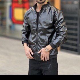 تصویر کاپشن چرم خلبانی داخل خز 