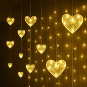 تصویر ریسه LED پرده مدل قلبی ۳ متری 