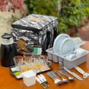 تصویر ست پیک نیک کامل شش نفره با فلاسک و سرویس غذاخوری 