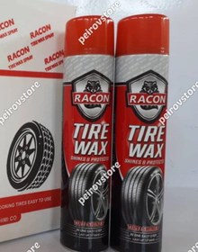 تصویر اسپری واکس لاستیک راکن 650 سی سی تمیزکننده و براق کننده لاستیک ماشین RACON tire wax spray 650 cc for cleaning and polishing car tires