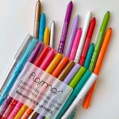 تصویر پک 12 عددی خط چشم رنگی Waterproof Eye & Lip Pencil