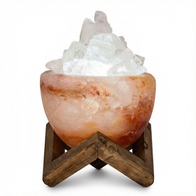 تصویر آباژور سنگ نمک کلکسیونی مدل کاسه کریستال خاص (کد50) 