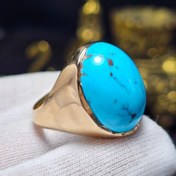 تصویر انگشتر طلا روس با سنگ فیروزه معدنی احیا کد 37051 