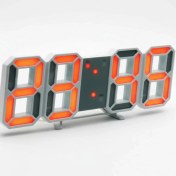 تصویر ساعت دیجیتال رومیزی نارنجی بدنه سفید 