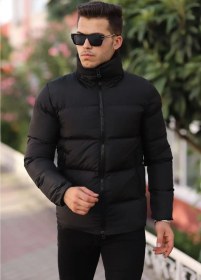 تصویر کت زمستانی کت پافری مردانه یقه ایستاده ضد آب برند Boymen-پسران به رنگ مشکی در دسته کاپشن ،پالتو و ژاکت مردانه 