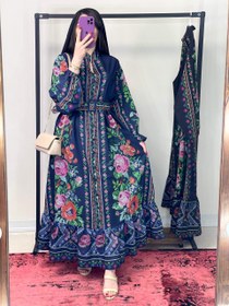 تصویر پیراهن زنانه شماره دوزی فلور طرح ترک رنگ سبز 