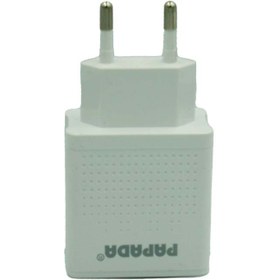 تصویر شارژر گوشی PAPADA دو پورت مدل PL-1001 فست به همراه کابل MicroUSB 