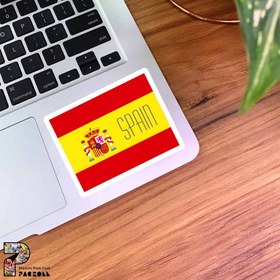 تصویر استیکر پرچم اسپانیا همراه با متن Spain 