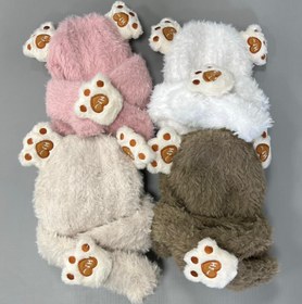 تصویر شال و کلاه تدی ۹۹ - کرم 