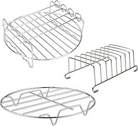 تصویر لوازم جانبی سرخ کن Xiongrida ، 8 مجموعه از 3 پخت و پز چند منظوره قفسه نان تست نان تست اسکه دار با 3 کیت قفسه سرخ کننده هوا Skewer بیشترین 3.8qt یا بالاتر از سرخ شده هوا xiongrida Air Fryer Accessories, 8 Set of 3 Multipurpose Cooking Steaming Rack Toast Rack Skewer Rack With 3 Skewer Air Fryer Rack Kits Fits Most 3.8QT or Above Air Fryer