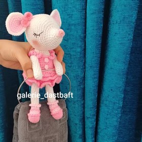 تصویر جاحوله ای بافتنی موش رمانتیک20سانتی بافت بارنگ دلخواه شما 