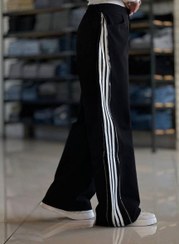 تصویر شلوار ورزشی بگ بغل زیپ کتان بنگال مشکی مدل سه خط اسپرت قد ۱۰۵ 