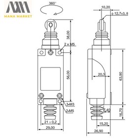 تصویر لیمیت سوییچ فشاری قرقره دار CNTD TZ-8112 