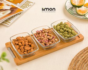 تصویر اردور خوری مستطیل پایه چوبی 3عددی کوچک لیمون کد 2245 lemon code 2245