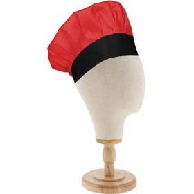 تصویر کلاه آشپزی مشکی قرمز مدل C82 