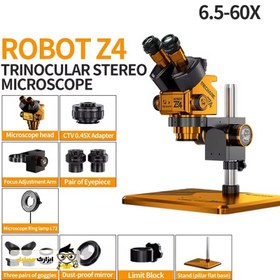 تصویر لوپ سه چشمی مکانیک مدل MECHANIC ROBOT Z4 زوم ۶۰ برابر 