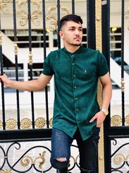 تصویر پیراهن آستین کوتاه یقه دیپلمات Diplomat collar short sleeve shirt