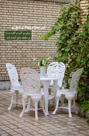 تصویر میز و صندلی ناهارخوری ۴ نفره گلرخ پلاستیکی نشکن 