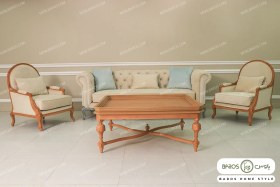 تصویر مبل کلاسیک ۱۰ نفره گندم مدل چستر روما و فرانسوی 