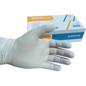 تصویر دستکش نیتریل سفید سایز متوسط ( M ) برند گاتامو جنس نیتریل خالص نوک آجدار Disposable Nitrile Gloves